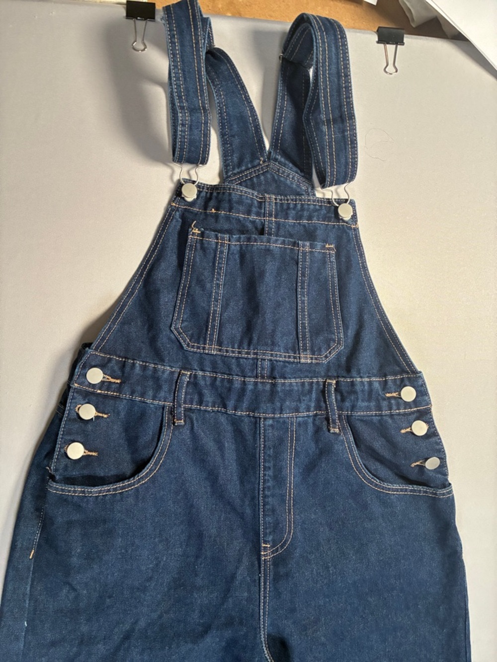 SHEIN Classic Wide-Leg Denim Overalls - Dark Blue Medium - Picture 2 of 8